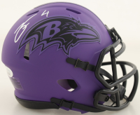 Zay Flowers Signed Ravens Rave Alternate Speed Mini Helmet Inscribed "Flock Nation" (JSA) at PristineAuction.com