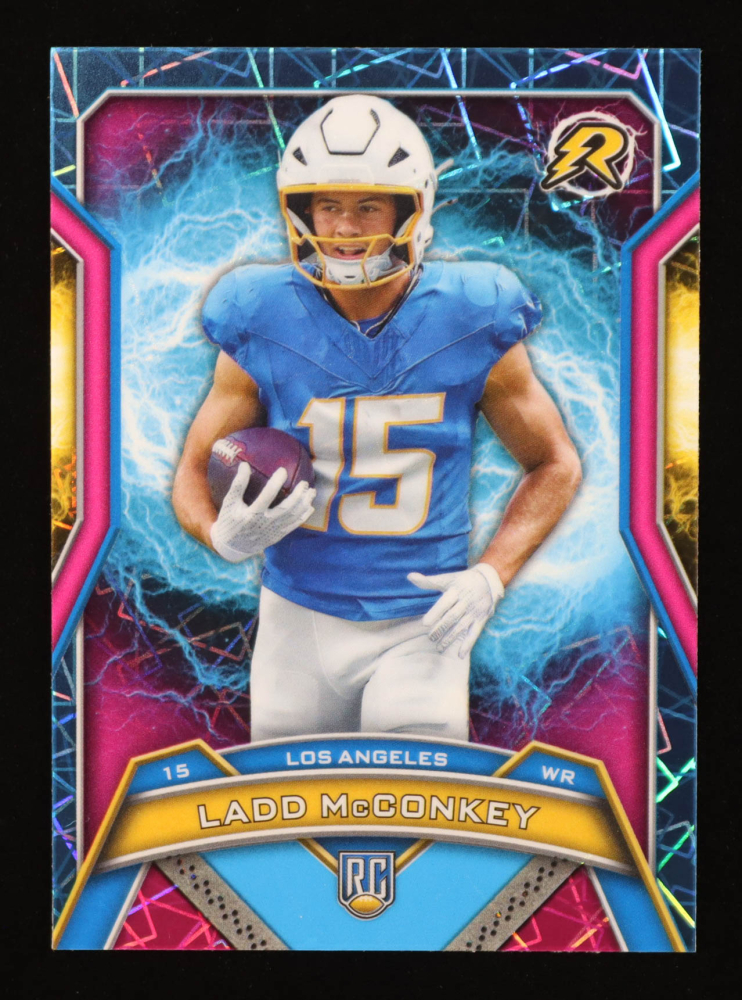 Ladd McConkey 2024 Topps Resurgence Sky Blue and Pink Shock #154 RC