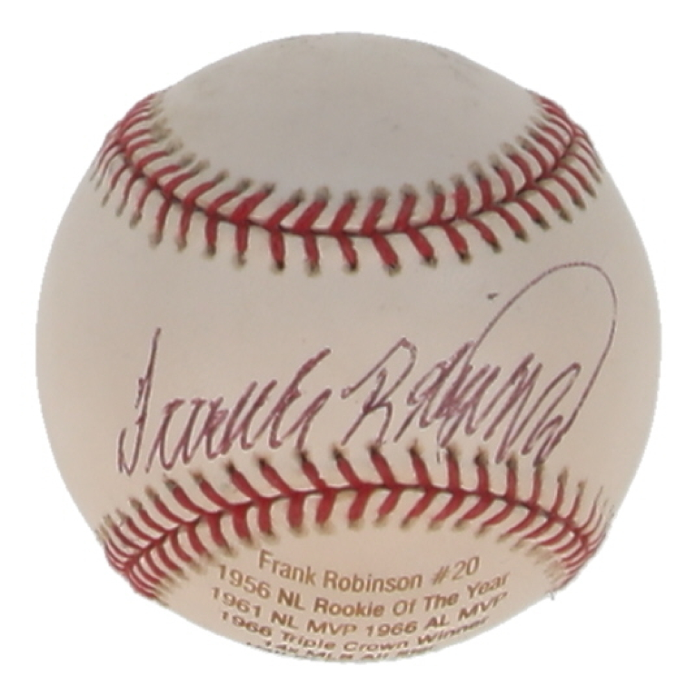 Frank Robinson Signed OML Career Stat Engraved Baseball (JSA) at PristineAuction.com