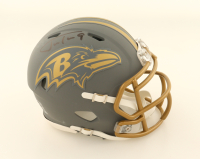 Justin Tucker Signed Ravens Slate Alternate Speed Mini Helmet (PIA & JSA) at PristineAuction.com
