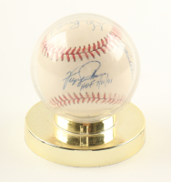 MLB & Cubs Greats ONL Baseball With Display Case Signed By (10) With Ron Santo, Fergie Jenkins, Bob Gibson, Joe Pepitone Inscribed "HOF 7/21/91 (PSA) at PristineAuction.com