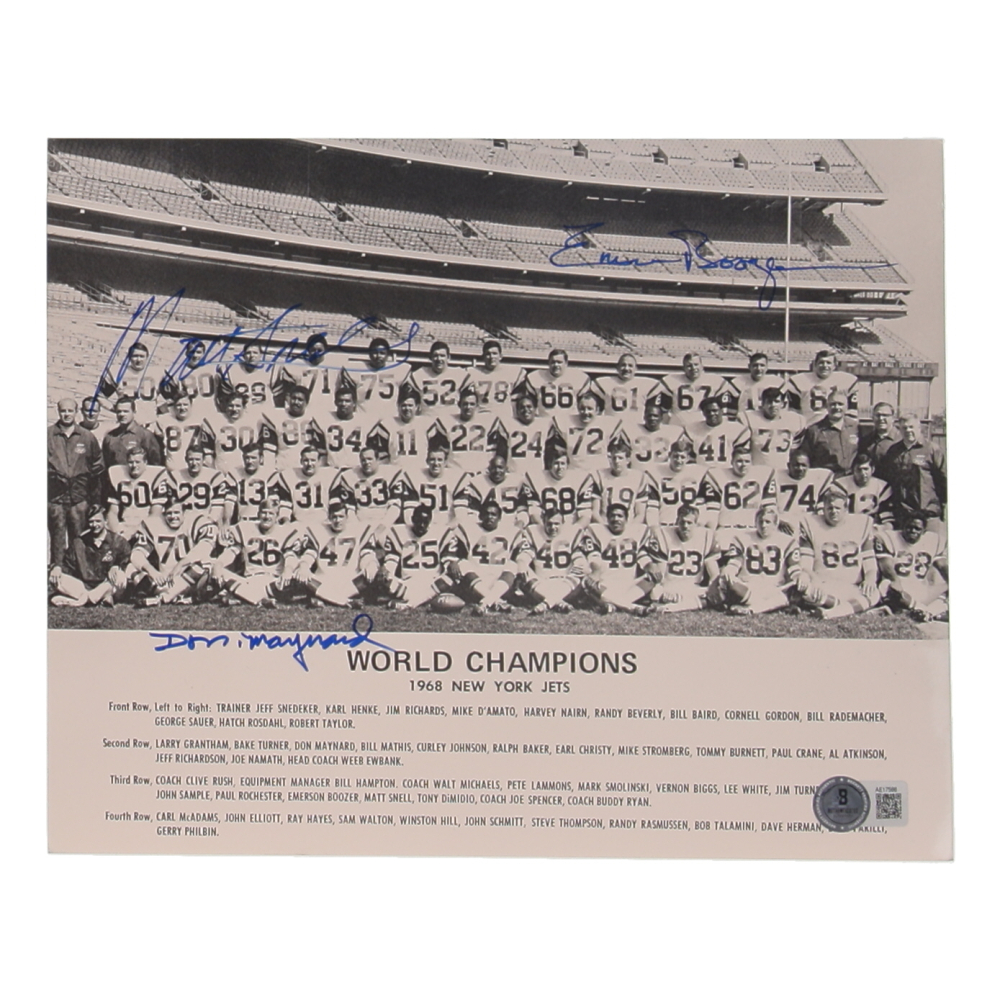 Don Maynard, Emerson Boozer & Matt Snell Signed Jets 8x10 Photo (Beckett) at PristineAuction.com