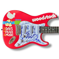 "Woodstock Festival" Custom Stratocaster Electric Guitar Signed By (16) with Sly Stone, Tom Constanten, Billy Cox, Edgar Winter (JSA & PSA) at PristineAuction.com