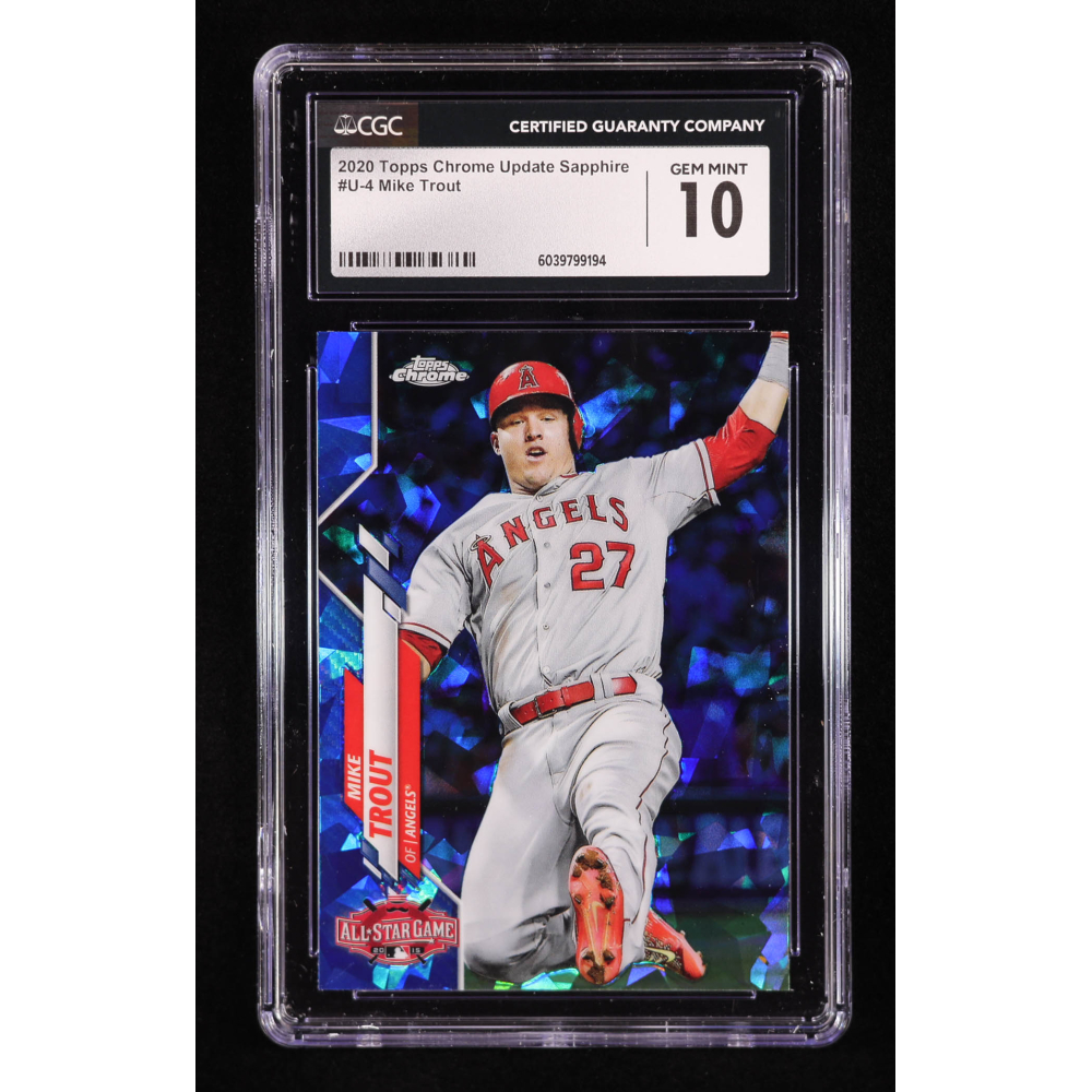 Mike Trout 2020 Topps Chrome Update Sapphire #U4 (CGC 10) at PristineAuction.com
