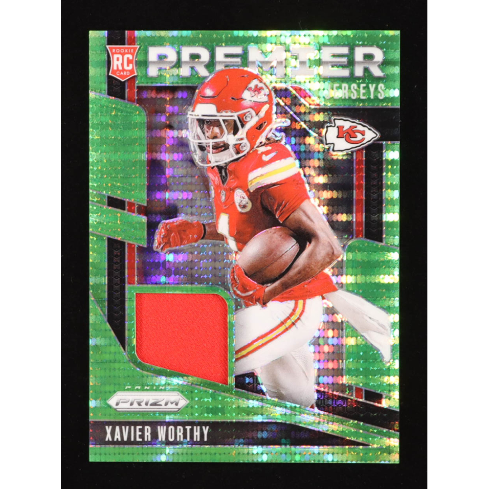 Xavier Worthy 2024 Panini Prizm Premier Jerseys Neon Green Pulsar #5 RC at PristineAuction.com