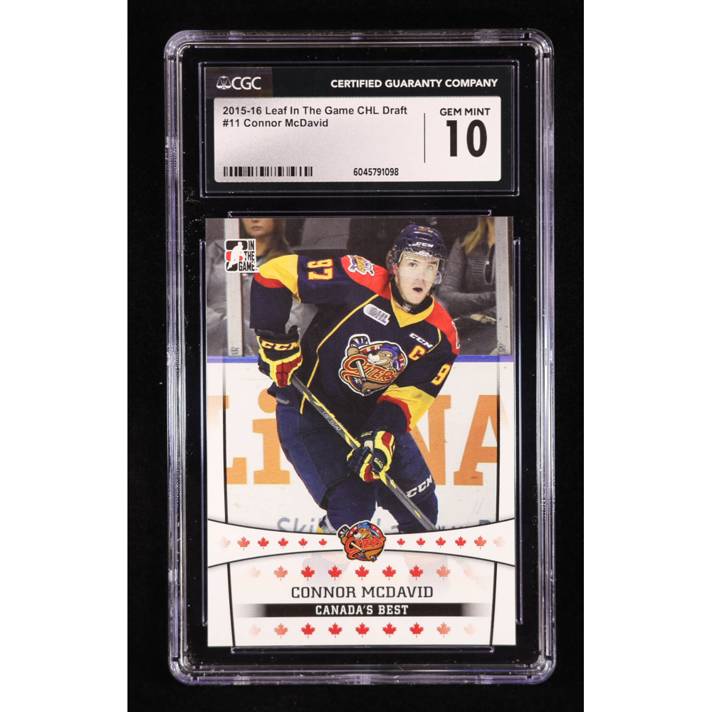Connor McDavid 2015-16 Leaf In The Game CHL Draft #11 RC (CGC 10) at PristineAuction.com