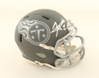 Tyjae Spears Signed Titans Slate Alternate Speed Mini Helmet (JSA) at PristineAuction.com