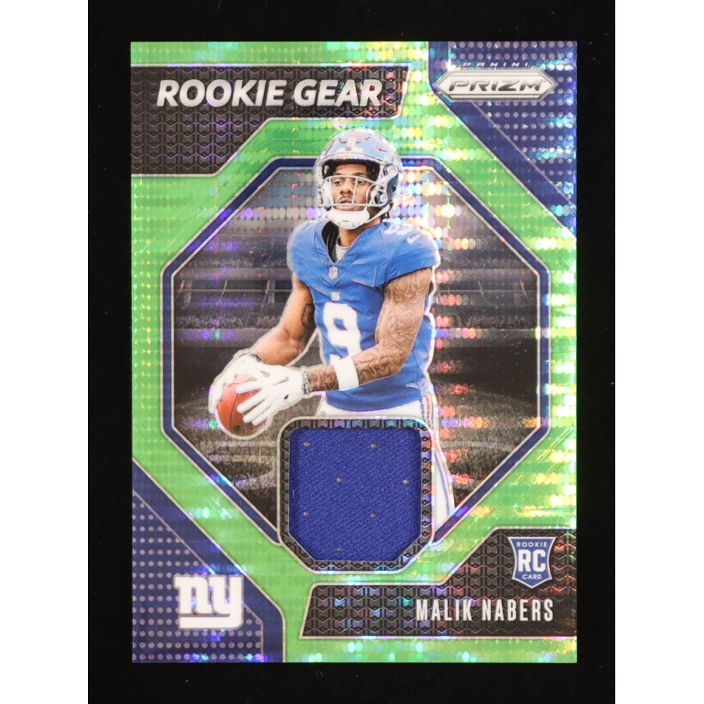 Malik Nabers 2024 Panini Prizm Rookie Gear Neon Green Pulsar #4 RC at PristineAuction.com