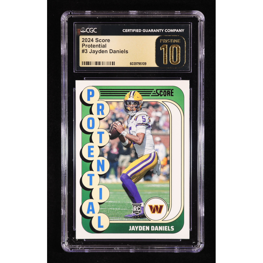 Jayden Daniels 2024 Score Protential #3 RC (CGC 10 | Pristine Black Label) at PristineAuction.com