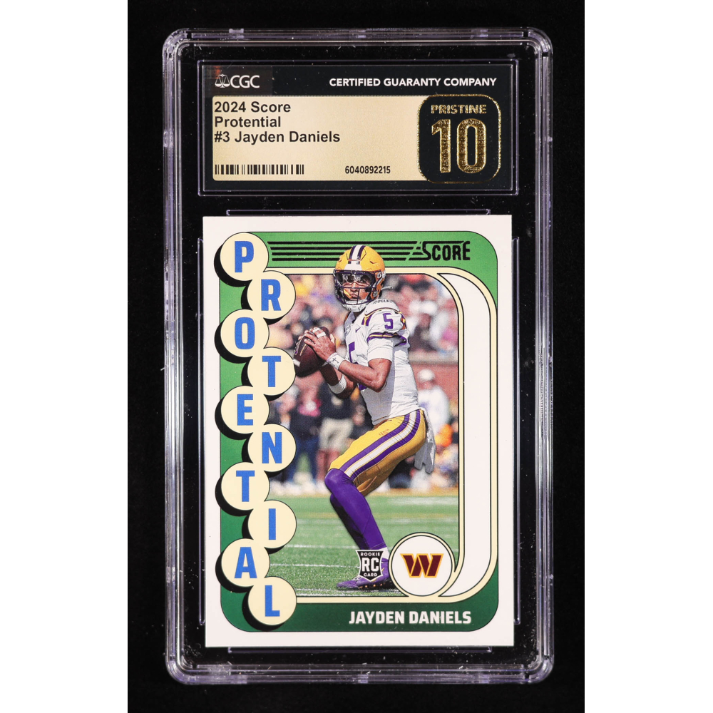 Jayden Daniels 2024 Score Protential #3 RC (CGC 10 | Pristine Black Label) at PristineAuction.com