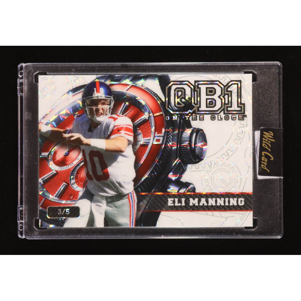 Eli Manning 2024 Wild Card QB1 On The Clock White Red Mosaic #OCW-WH-EM1 #3/5 at PristineAuction.com