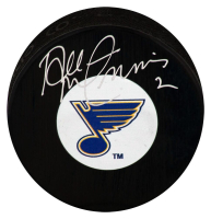Al MacInnis Signed Blues Logo Hockey Puck (Schwartz) at PristineAuction.com