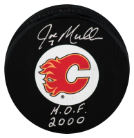 Joe Mullen Signed Flames Logo Hockey Puck Inscribed "HOF 2000" (Schwartz) at PristineAuction.com