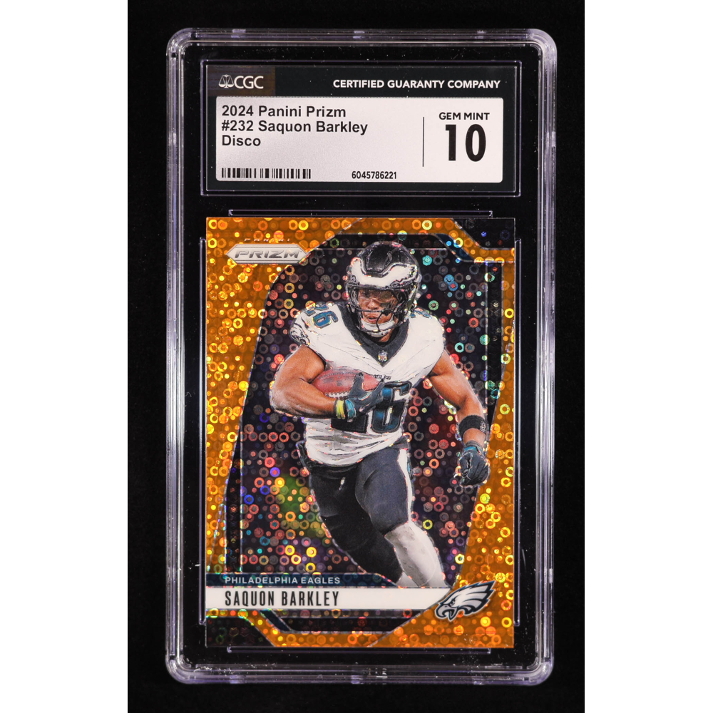 Saquon Barkley 2024 Panini Prizm Prizms Orange Disco #232 (CGC 10) at PristineAuction.com