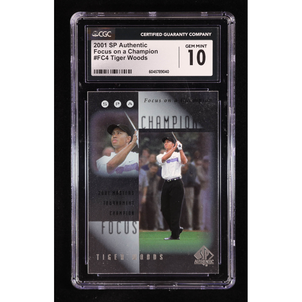 Tiger Woods 2001 SP Authentic Focus on a Champion #FC4 RC (CGC 10) at PristineAuction.com