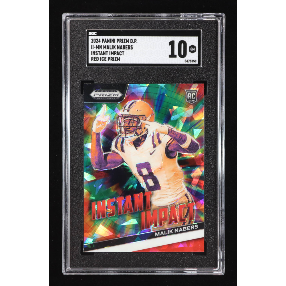 Malik Nabers 2024 Panini Prizm Draft Picks Instant Impact Red Ice #14 RC (SGC 10) at PristineAuction.com