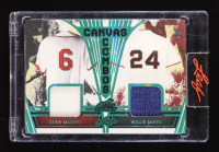 Willie Mays & Stan Musial 2023 Leaf Art of Sport Canvas Combos Jersey Teal #CC36 #2/2 at PristineAuction.com