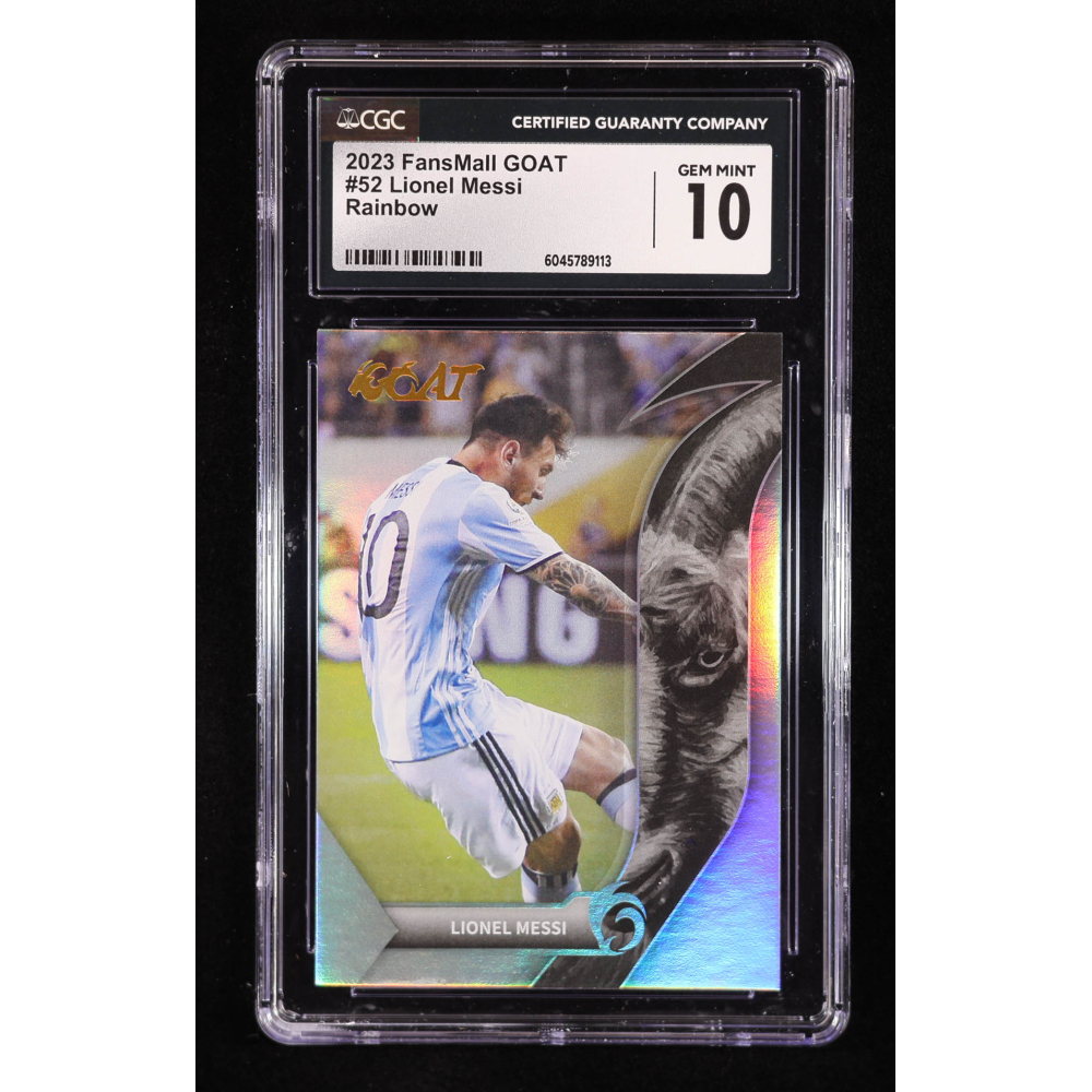 Lionel Messi 2023 FansMall GOAT Rainbow #52 (CGC 10) at PristineAuction.com