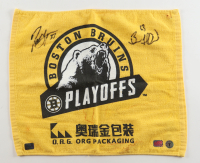 Brad Marchand & Patrice Bergeron Signed 2011 Stanley Cup Bruins Rally Towel (Marchand, Bergeron, & YSMS) at PristineAuction.com