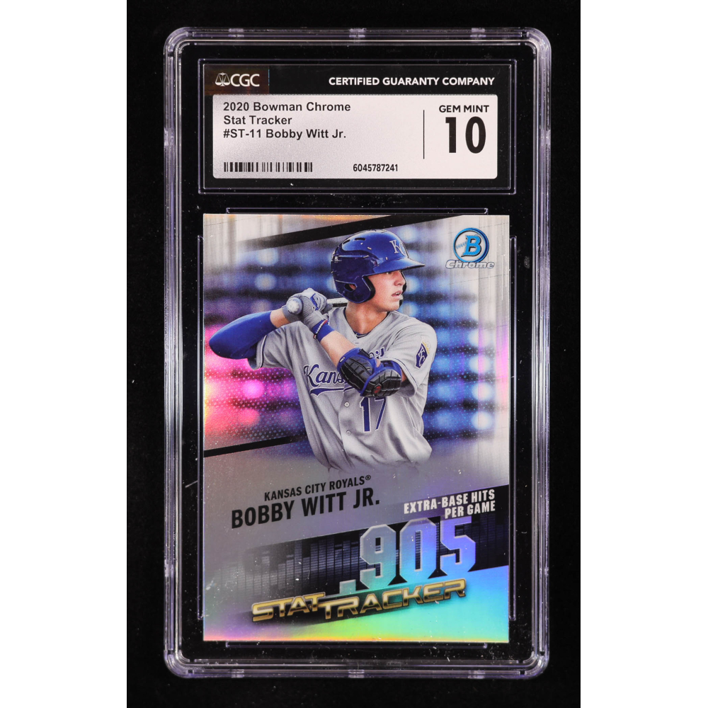 Bobby Witt Jr. 2020 Bowman Chrome Stat Track #ST11 RC (CGC 10) at PristineAuction.com Bobby Witt Jr. 2020 Bowman Chrome Stat Track #ST11 RC (CGC 10) at PristineAuction.com