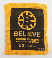 Brad Marchand & Patrice Bergeron Signed  2011 Stanley Cup Bruins Rally Towel (Marchand, Bergeron, & YSMS) at PristineAuction.com