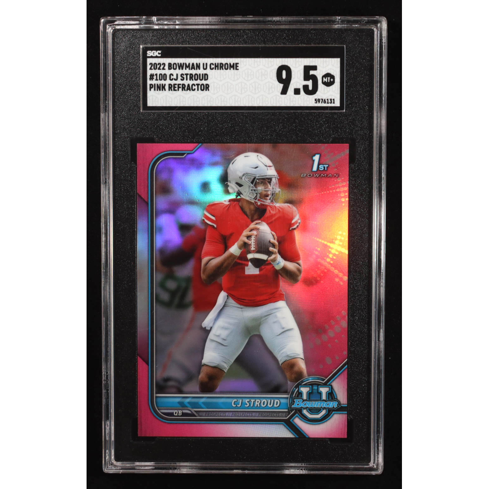 CJ Stroud 2022 Bowman University Chrome Pink Refractor #100 RC (SGC 9.5) at PristineAuction.com