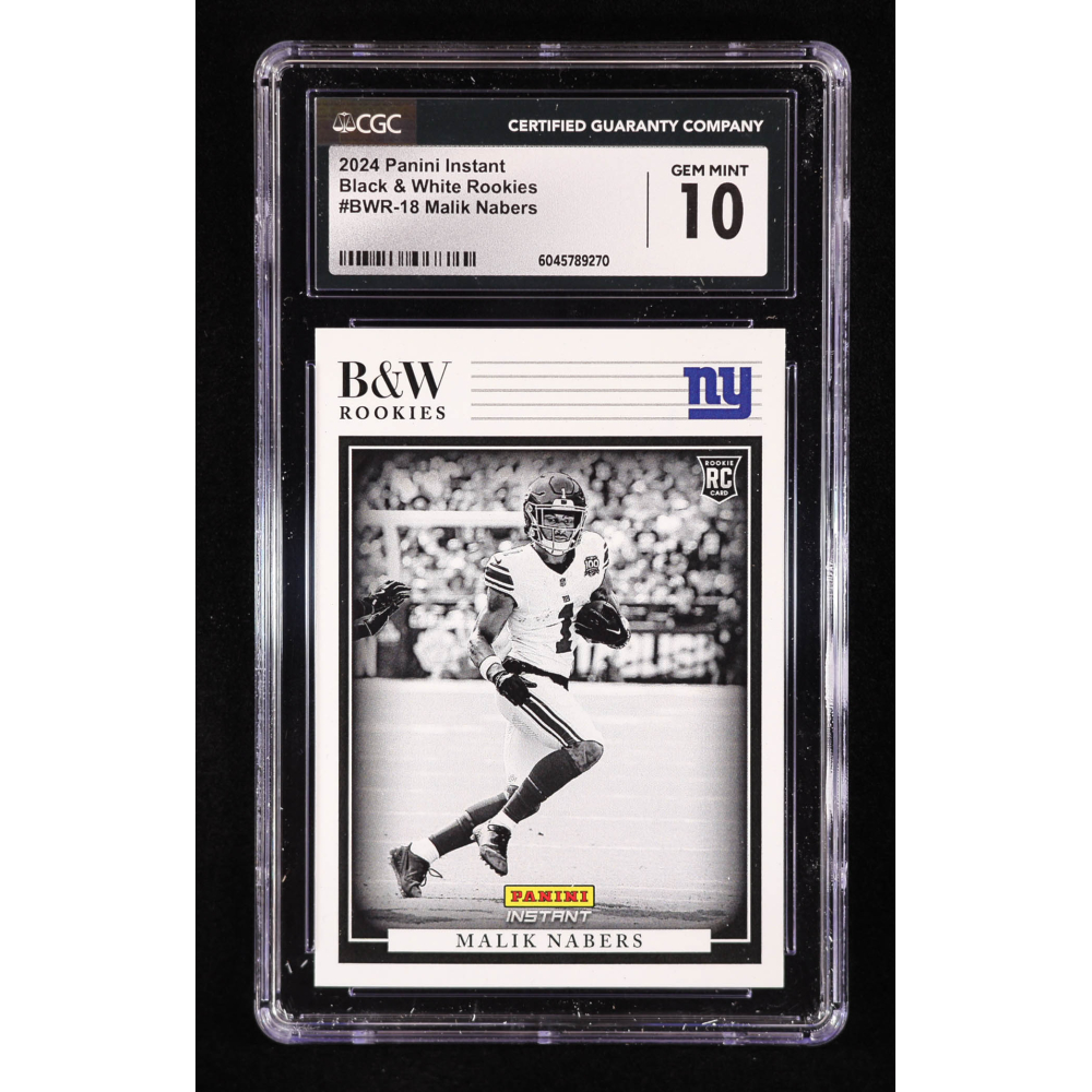 Malik Nabers 2024 Panini Instant Black and White Rookies #BWR18 RC (CGC 10) at PristineAuction.com