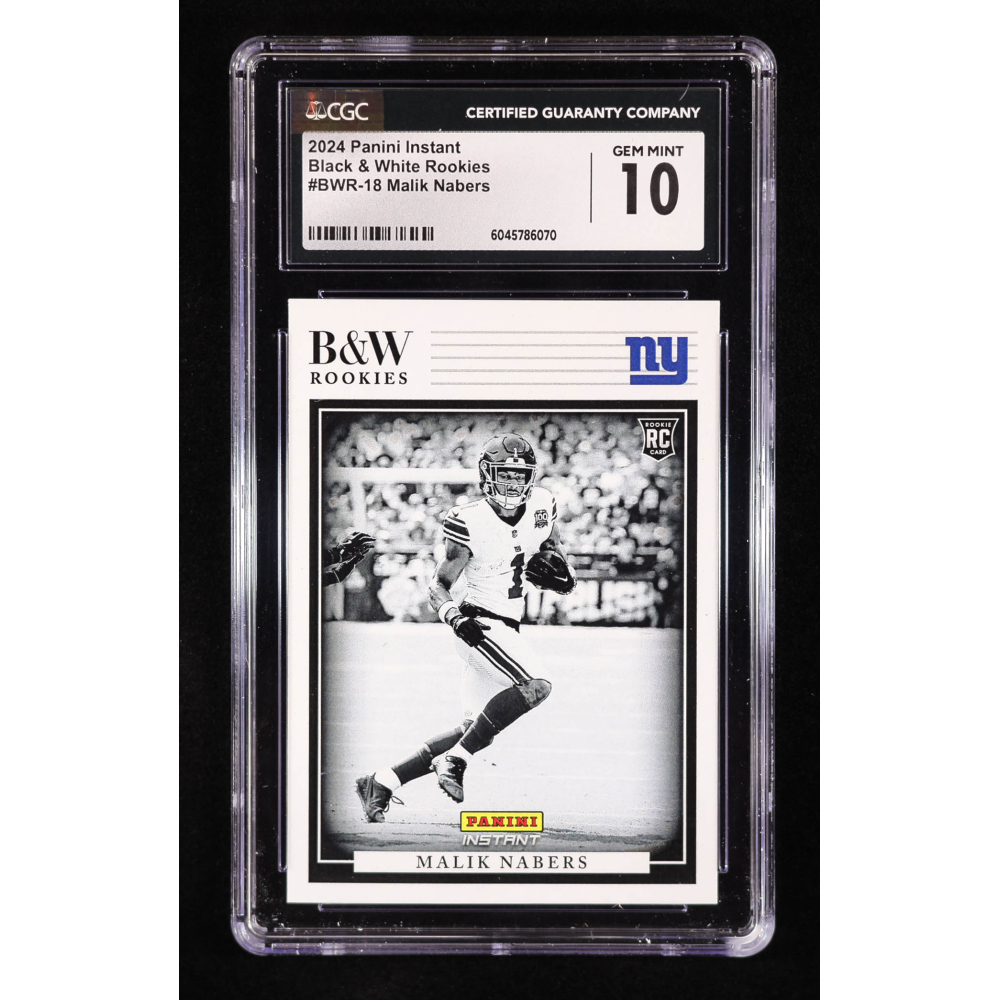Malik Nabers 2024 Panini Instant Black and White Rookies #BWR18 RC (CGC 10) at PristineAuction.com