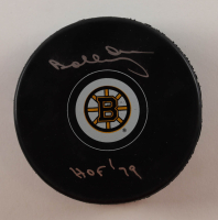 Bobby Orr Signed Bruins Logo Hockey Puck Inscribed "HOF '79" (Great North) at PristineAuction.com