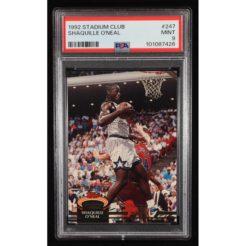 Shaquille O'Neal 1992-93 Stadium Club #247 RC (PSA 9) at PristineAuction.com