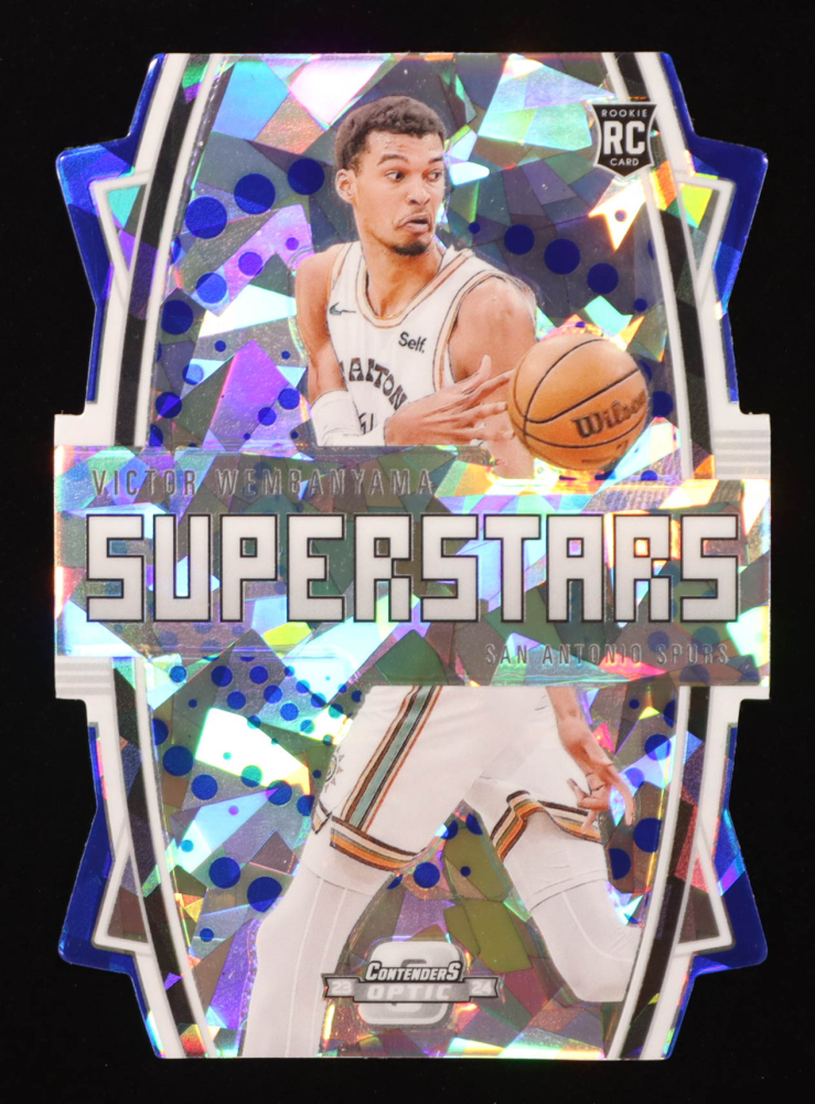 Victor Wembanyama 2023-24 Panini Contenders Optic Superstars Blue Cracked Ice #3 RC #51/75