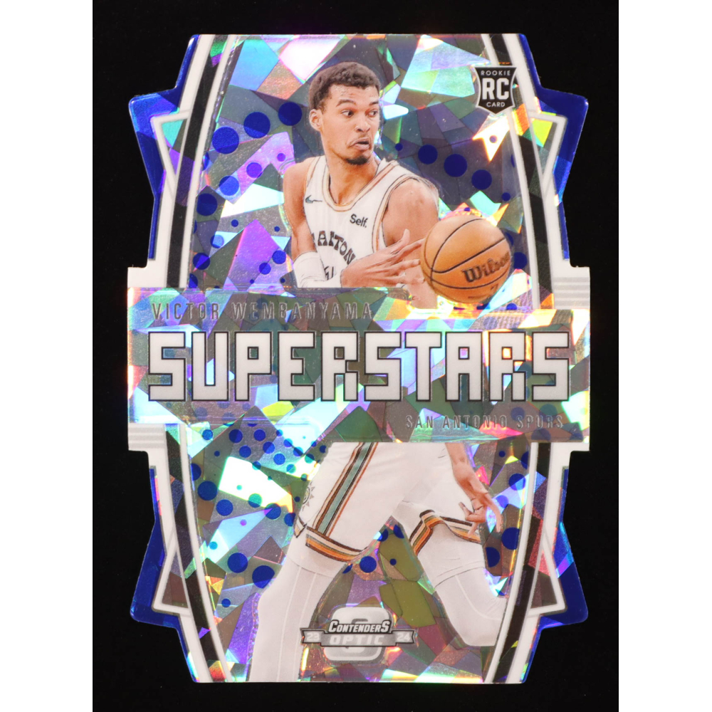 Victor Wembanyama 2023-24 Panini Contenders Optic Superstars Blue Cracked Ice #3 RC #51/75 at PristineAuction.com