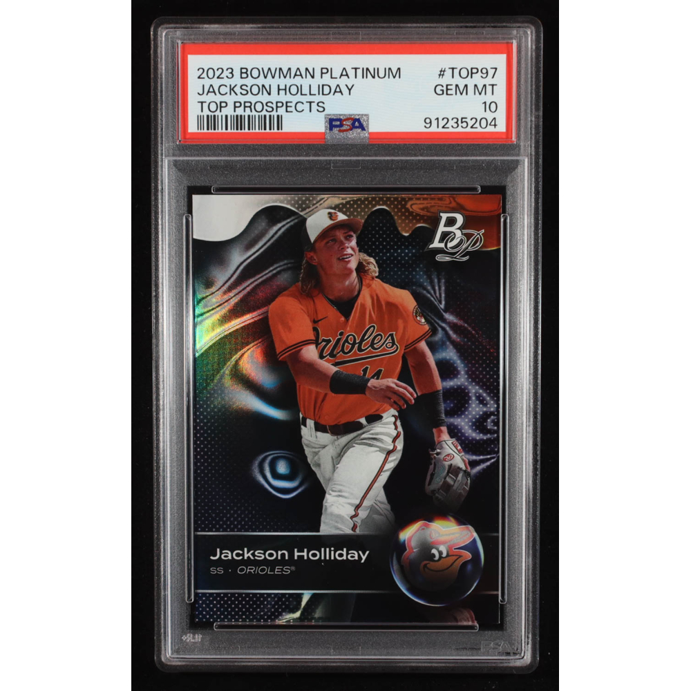 Jackson Holliday 2023 Bowman Platinum Top Prospects #TOP97 RC (PSA 10) at PristineAuction.com