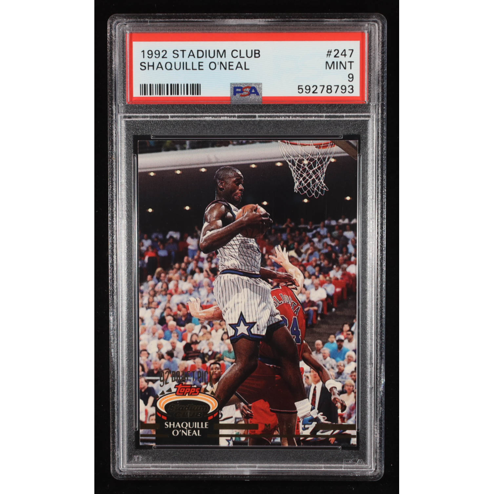 Shaquille O'Neal 1992-93 Stadium Club #247 RC (PSA 9) at PristineAuction.com