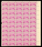 U.S. Postage 3¢ "Constitution Sesquicentennial" Stamp - Issued September 17th 1937 - Full Original Uncut Sheet Of (50) Stamps at PristineAuction.com