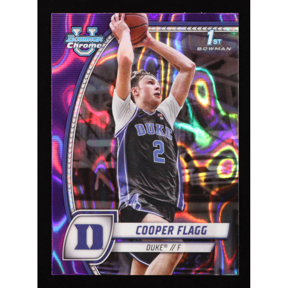 Cooper Flagg 2024-25 Bowman Chrome University Purple Lava Refractors #16 RC at PristineAuction.com