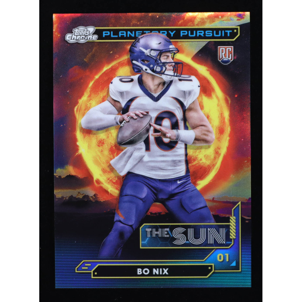 Bo Nix 2024 Topps Cosmic Chrome Planetary Pursuit Sun #PPSUBN RC at PristineAuction.com