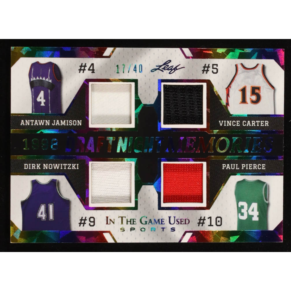 Antawn Jamison / Vince Carter / Dirk Nowitzki / Paul Pierce 2024 Leaf ITG Used Sports 1998 Draft Night Memories Rainbow Crystal #DNM9 #17/40 at PristineAuction.com