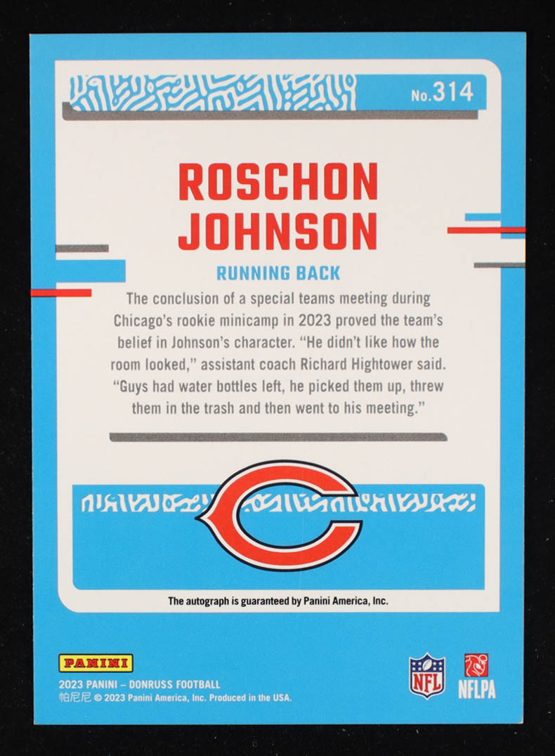 Roschon Johnson 2023 Donruss Rated Rookies Autographs #314 RC at PristineAuction.com Roschon Johnson 2023 Donruss Rated Rookies Autographs #314 RC at PristineAuction.com