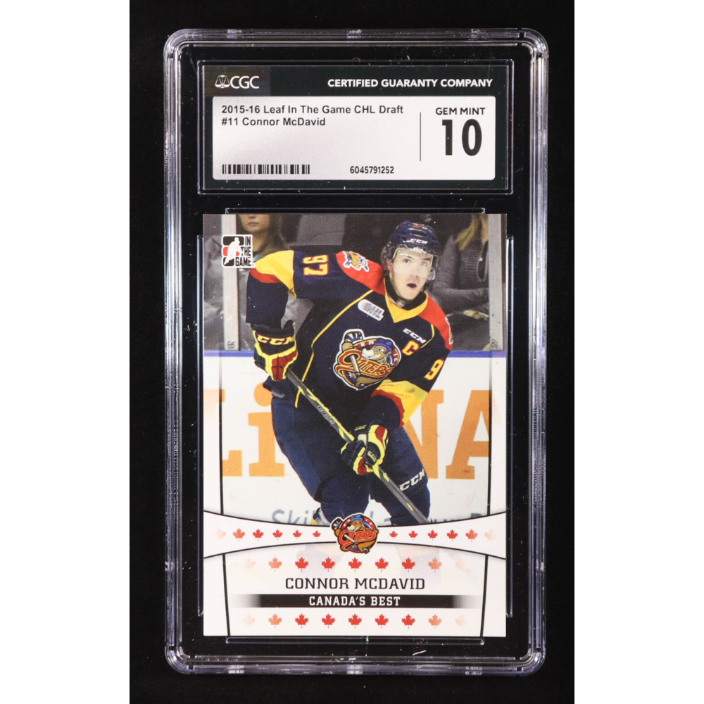 Connor McDavid 2015-16 Leaf In the Game CHL Draft #11 RC (CGC 10) at PristineAuction.com