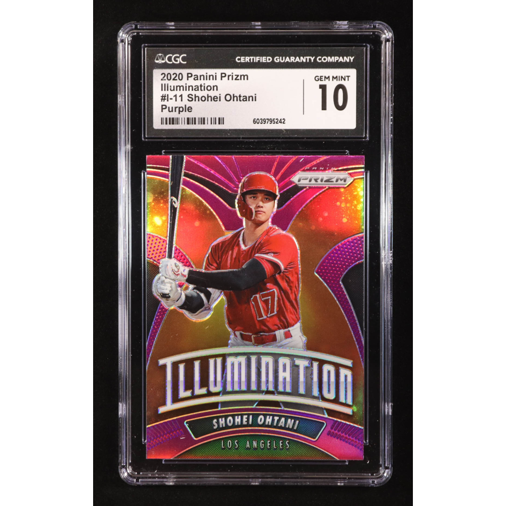 Shohei Ohtani 2020 Panini Prizm Illumination Prizms Purple #11 (CGC 10) at PristineAuction.com Shohei Ohtani 2020 Panini Prizm Illumination Prizms Purple #11 (CGC 10) at PristineAuction.com