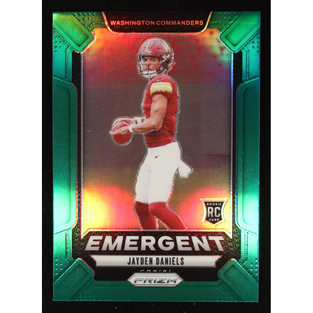Jayden Daniels 2024 Panini Prizm Emergent Prizms Green #24 RC at PristineAuction.com
