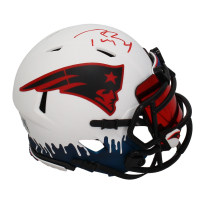 Tom Brady Signed Patriots Lunar Eclipse Alternate Custom Drip Speed Mini Helmet (Fanatics) at PristineAuction.com