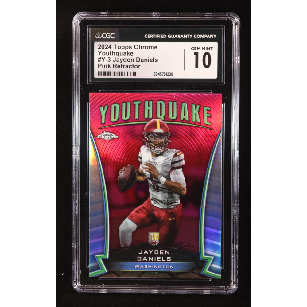 Jayden Daniels 2024 Topps Chrome Youthquake Pink Refractors #Y3 RC (CGC 10) at PristineAuction.com