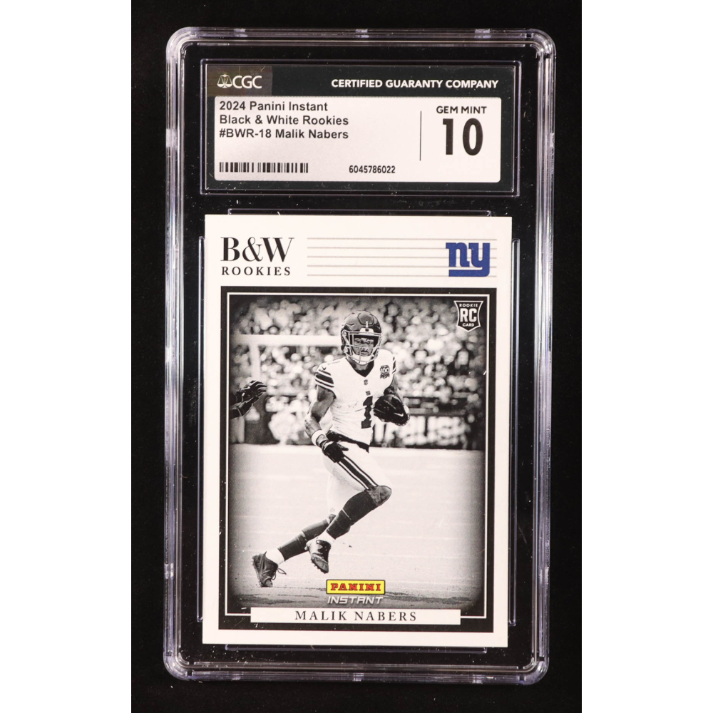 Malik Nabers 2024 Panini Instant Black and White Rookies #BWR18 RC (CGC 10) at PristineAuction.com