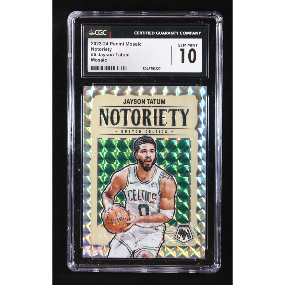 Jayson Tatum 2023-24 Panini Mosaic Mosaics Notoriety #6 (CGC 10) at PristineAuction.com