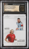 Lionel Messi / Erling Haaland 2023 Leaf Special Release Exclusive Legends Edition #ELE-10  (CGC 10 | Pristine Black Label) at PristineAuction.com