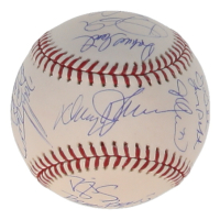 1986 World Series Logo Baseball Signed by (24) with Gary Carter, Dwight Gooden, Keith Hernandez, Ray Knight (Beckett) at PristineAuction.com