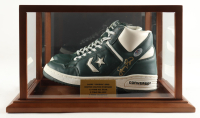Larry Bird Signed Converse Basketball Shoe With Name Plaque Display Case (PSA) at PristineAuction.com