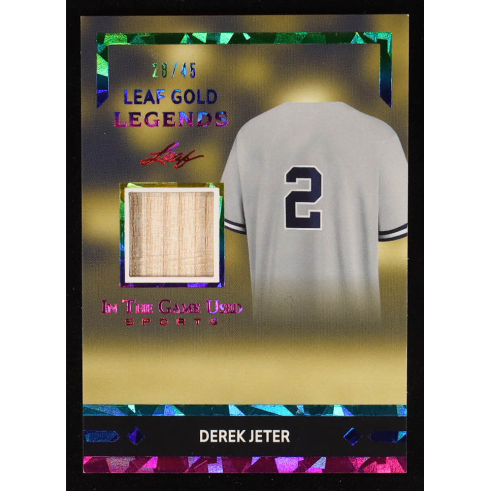 Derek Jeter 2024 Leaf ITG Used Sports Leaf Gold Legends Memorabilia Rainbow Crystal #LGL5 #28/45 at PristineAuction.com
